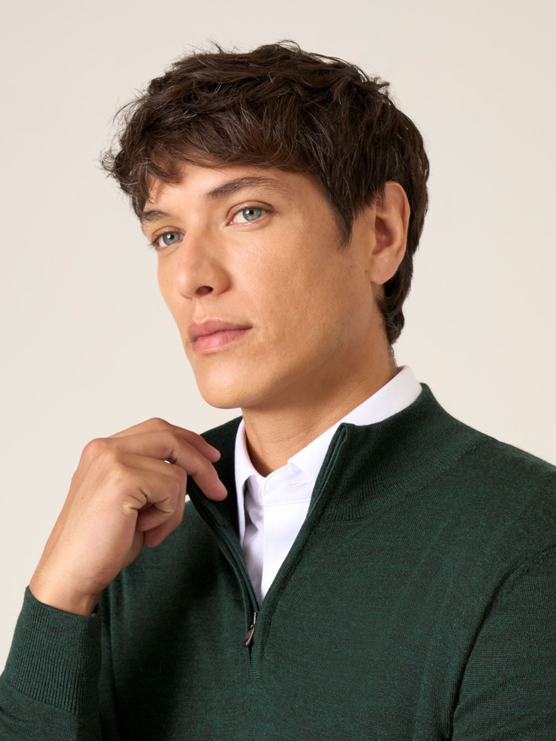 Buy Skopes Green Miles Merino Blend Quarter Zip Sweater from Next USA