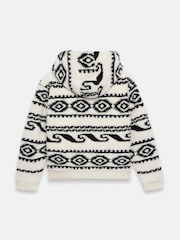 Mint Velvet White Cream Borg Print  Hooded Jacket - Image 8 of 8
