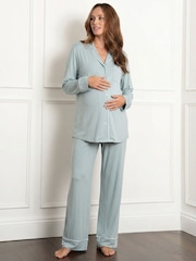Seraphine Light Blue Soft Classic Maternity & Nursing Pyjamas Set - Image 1 of 2