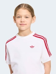 Balts - adidas Originals 3 svītrainā topiņa un šortu komplekts - Attēls 5 no 8