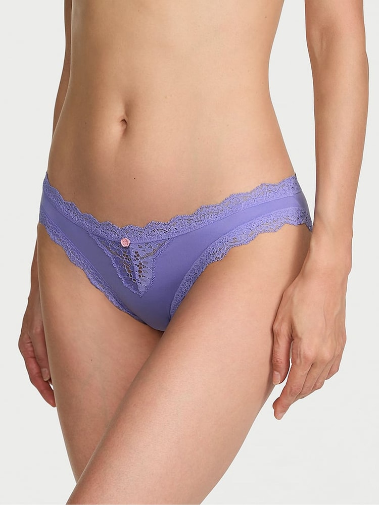 Victoria's Secret Verywinkle Purple Lace Trim Bikini Knickers - Image 1 of 2