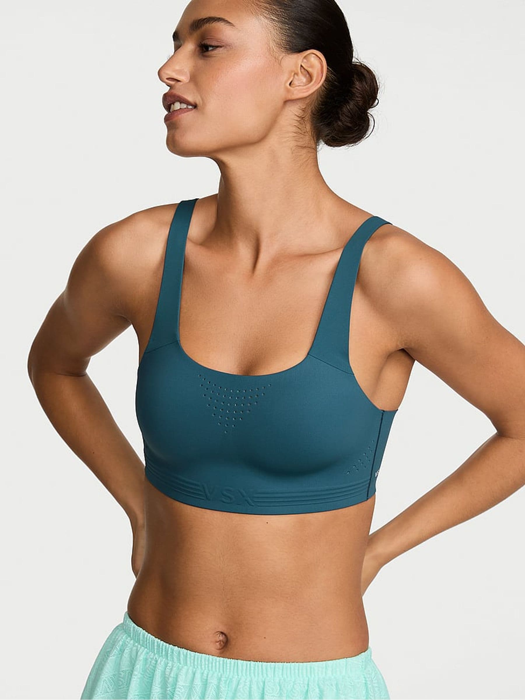 Victoria's Secret Teal Blue Back Close Featherweight Max High Impact Sports Bra