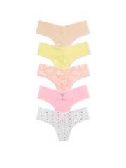 Victoria's Secret Nude/Yellow/Pink Thong Knickers 5 Pack Knickers - Image 1 of 1