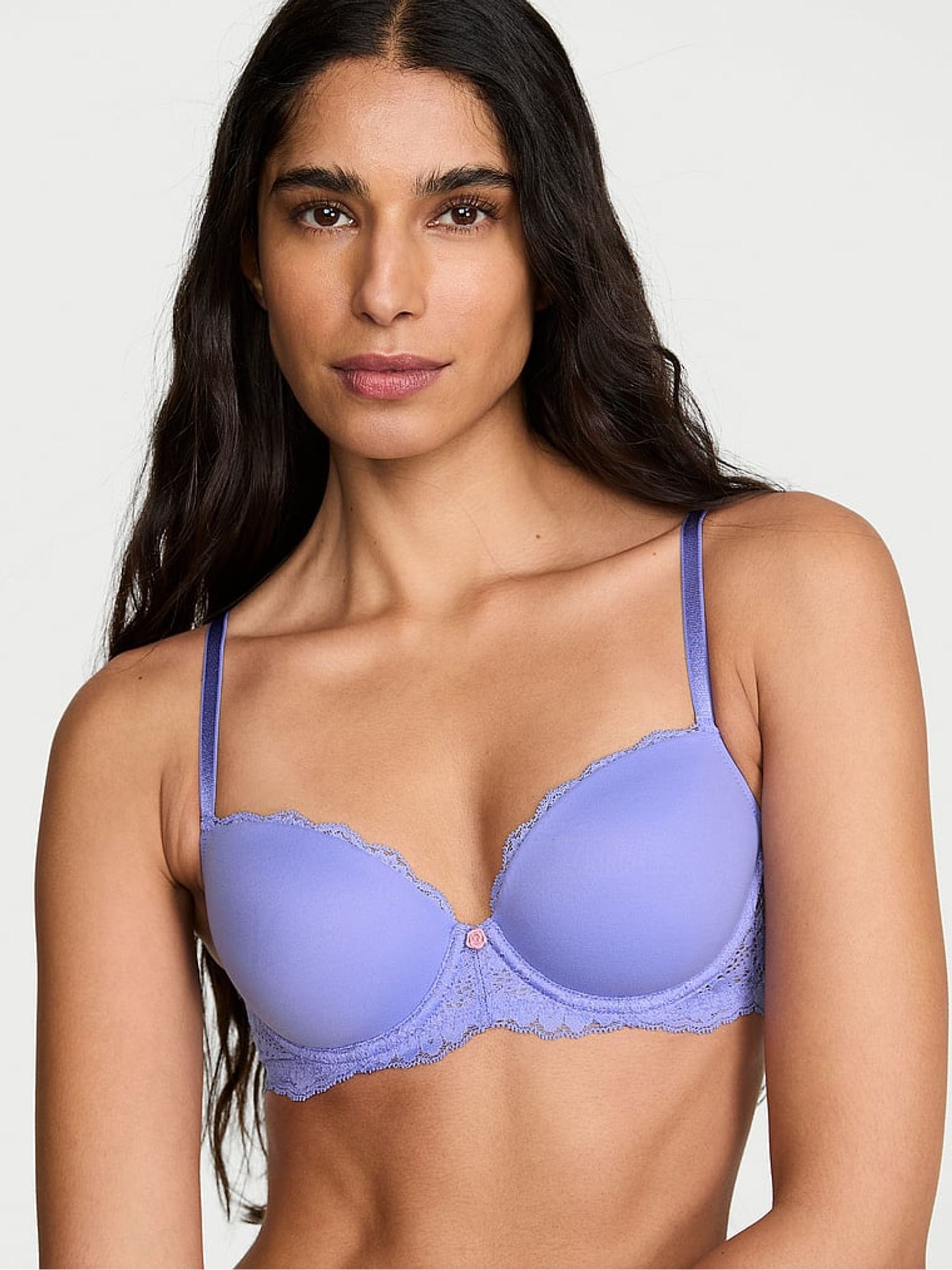 Victoria's Secret Verywinkle Purple Lace Trim Lightly Lined Demi Bra
