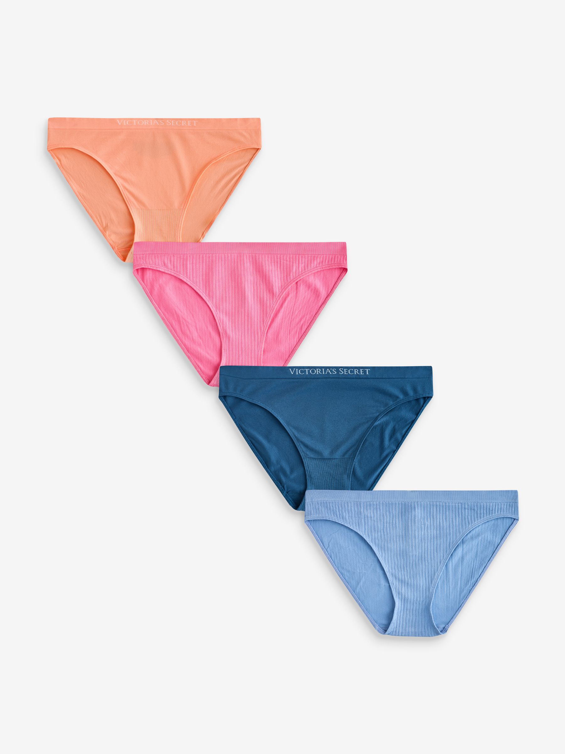 Victoria's Secret Orange/Pink/Blue Bikini 4 Pack Logo Knickers
