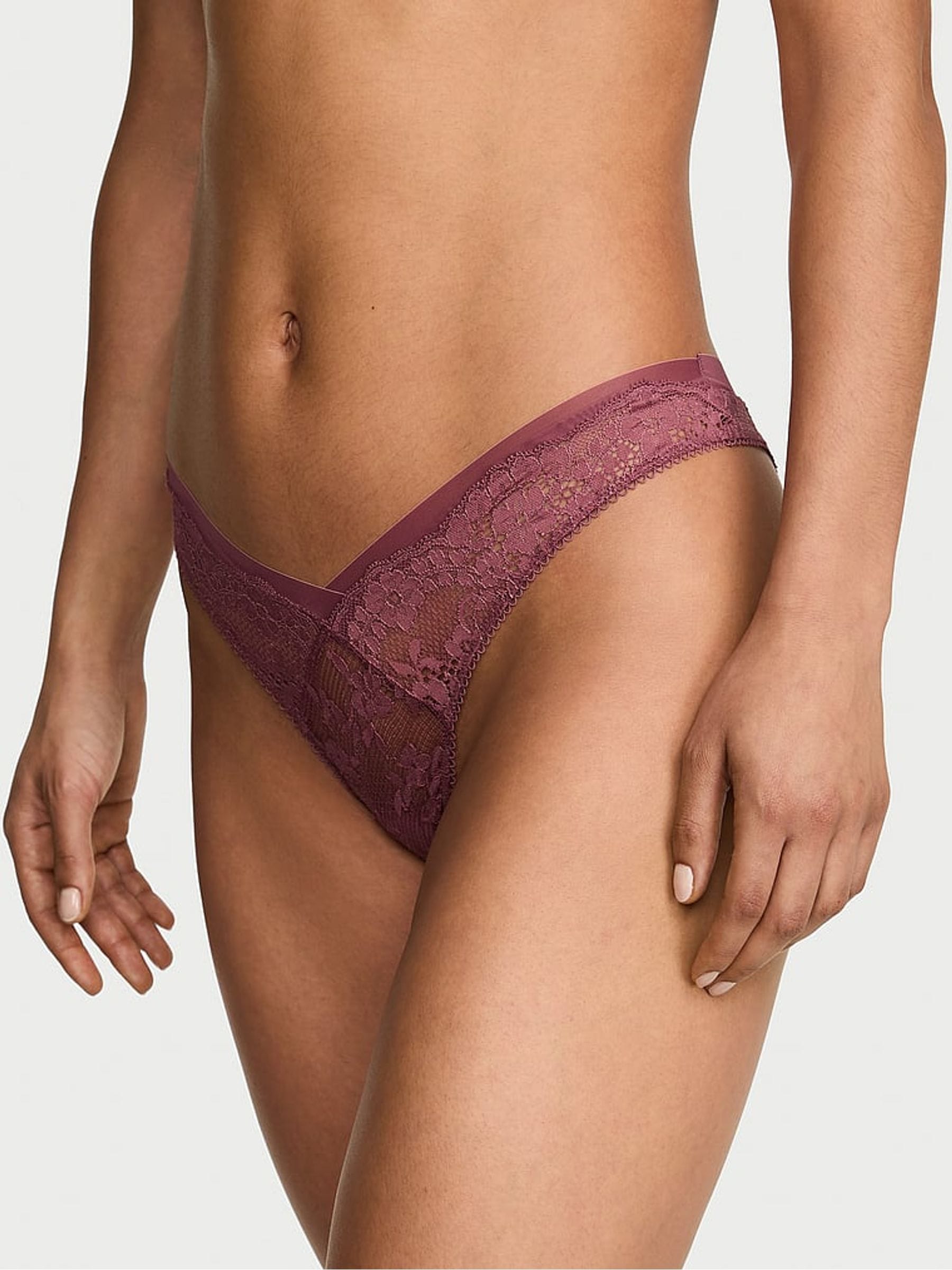 Victoria's Secret Morning Rose Pink Brazilian Lace & Mesh Knickers