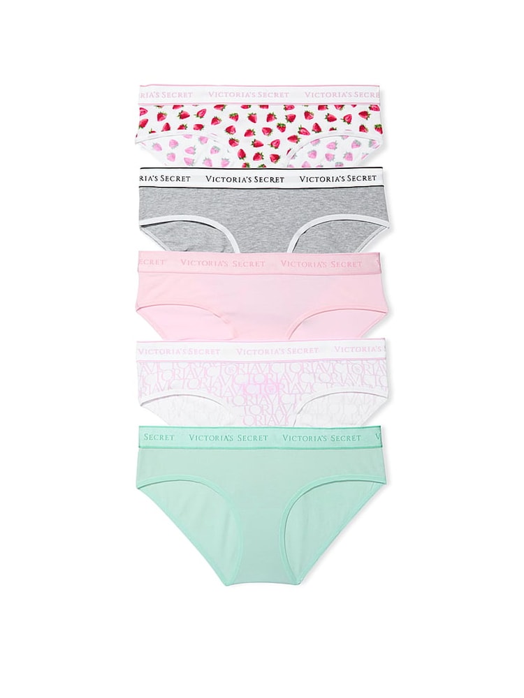 Victoria's Secret Grey/Pink/Green Hipster Knickers 5 Pack - Image 1 of 1
