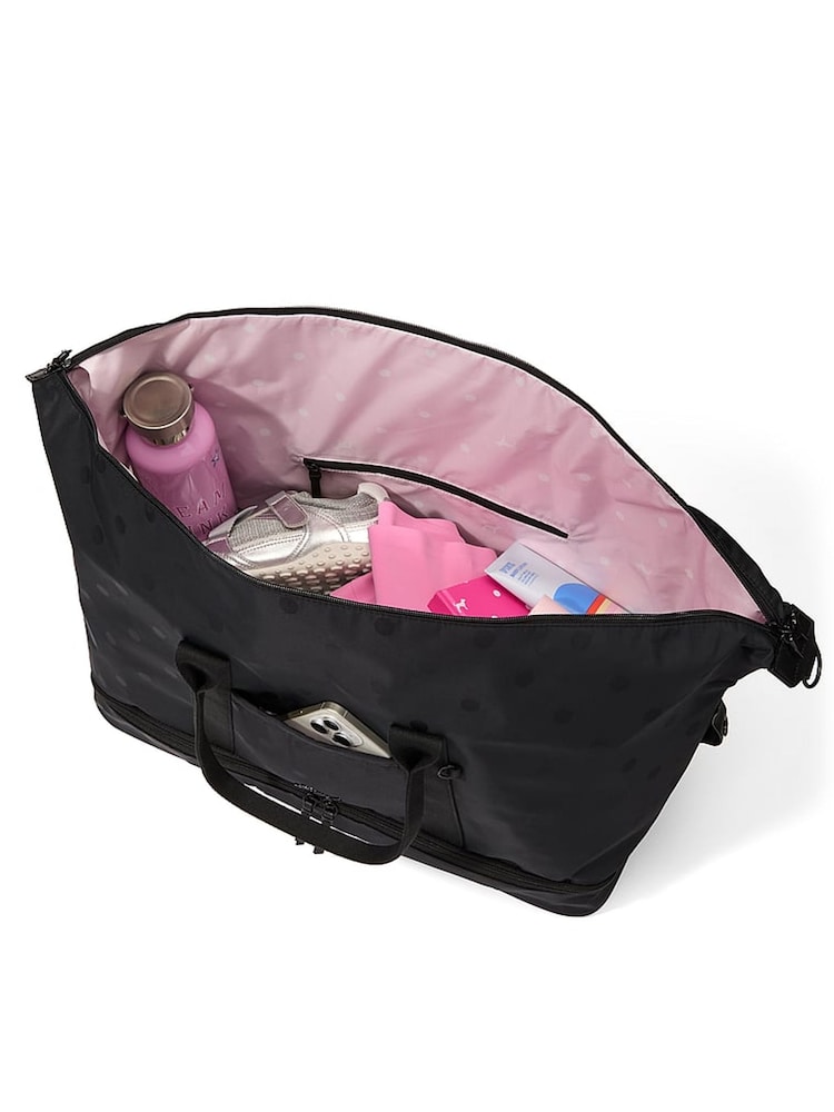 Victoria's Secret Pink Black Polka Dot Weekender Duffle Bag - Image 2 of 4 Victoria's Secret Pink Black Polka Dot Weekender Duffle Bag - Image 2 of 4