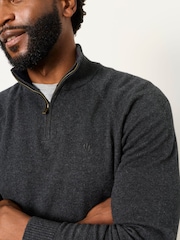 FatFace Rye Charcoal Grey Half Neck Knitted Jumper - Image 3 of 6