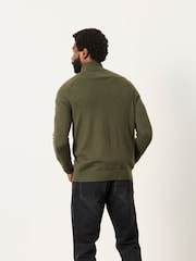 FatFace Rye Khaki Green Half Neck Knitted Jumper - Image 2 of 6
