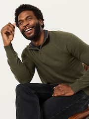 FatFace Rye Khaki Green Half Neck Knitted Jumper - Image 5 of 6