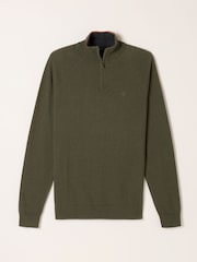 FatFace Rye Khaki Green Half Neck Knitted Jumper - Image 6 of 6