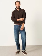 FatFace Rye Chocolate Brown Half Neck Knitted Jumper - Image 3 of 6