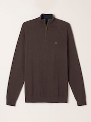 FatFace Rye Chocolate Brown Half Neck Knitted Jumper - Image 6 of 6