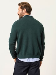 Dunkelgrün - FatFace Knitted Zip Front Bomber Jacket - Bild 2 von 6