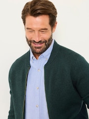 Dunkelgrün - FatFace Knitted Zip Front Bomber Jacket - Bild 3 von 6