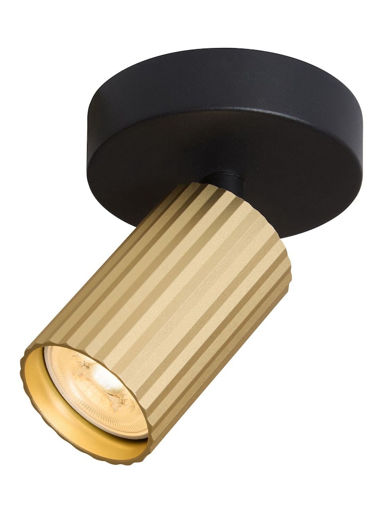 Searchlight Black and Gold Nanna Fluted Spotlight GU10 - Image 2 of 4 Searchlight Black and Gold Nanna Fluted Spotlight GU10 - Image 2 of 4