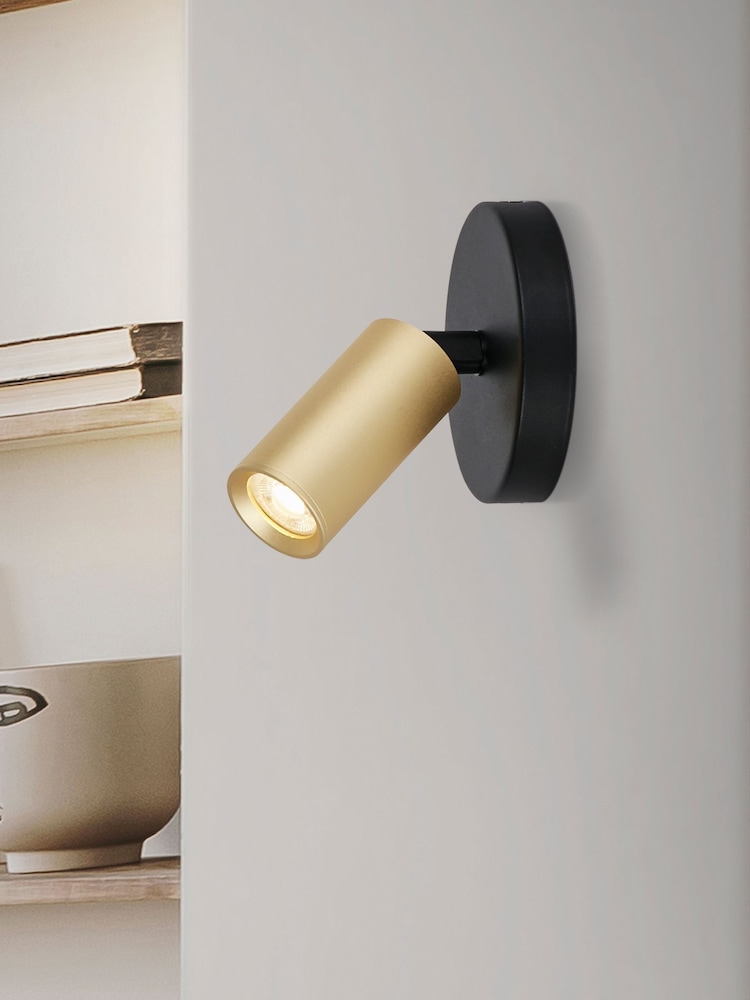 Searchlight Gold and Black Saria Mini Spotlight GU10 - Image 1 of 4 Searchlight Gold and Black Saria Mini Spotlight GU10 - Image 1 of 4