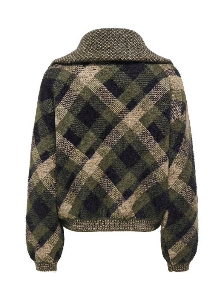 ONLY Check Zip Collar Cardigan - Imagen 2 de 2 ONLY Check Zip Collar Cardigan - Imagen 2 de 2