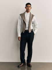 כחול כהה - גזרה רגילה - Stretch Smart Twill Trousers - תמונה 1 מתוך 8