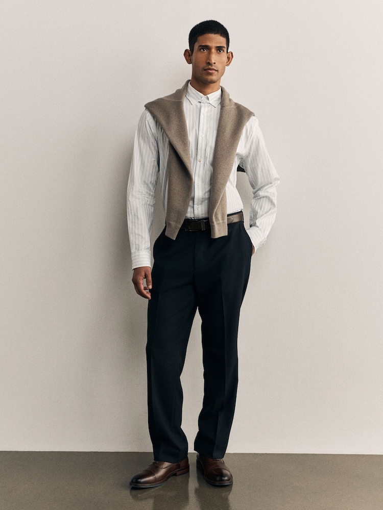 כחול כהה - גזרה רגילה - Stretch Smart Twill Trousers - תמונה 1 מתוך 8