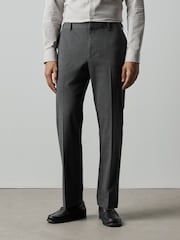 Charcoal Grey Regular Fit Elasticated Waist Motionflex Stretch Smart Trousers - Image 1 of 11
