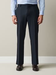 Navy Blue Regular Fit Elasticated Waist Motionflex Stretch Smart Trousers - Image 1 of 9