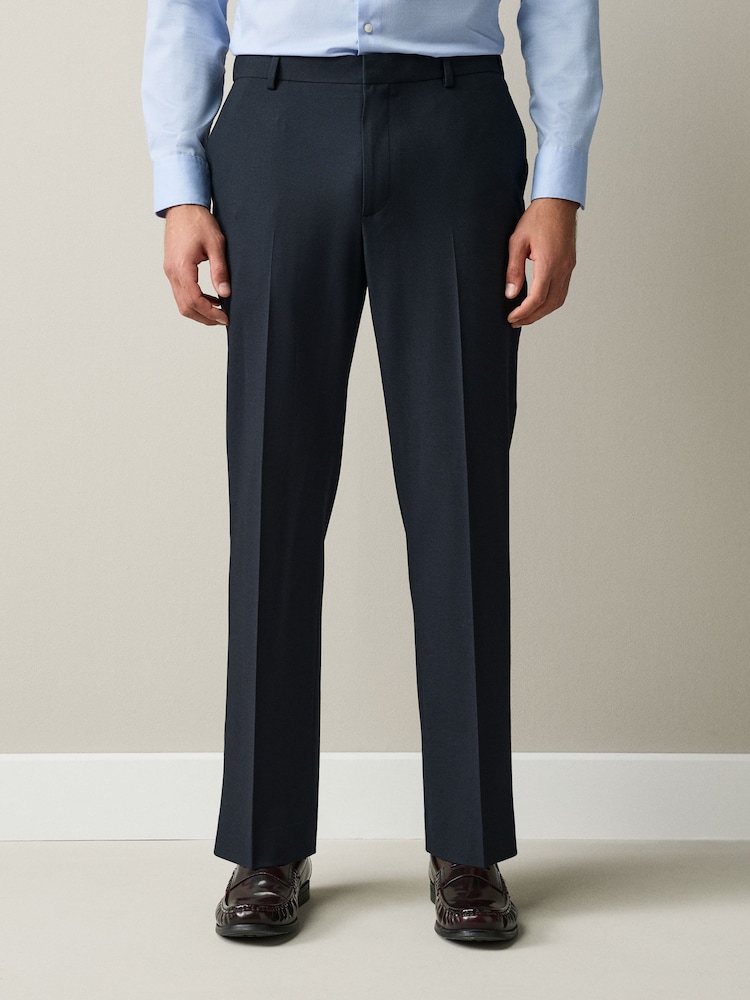 Navy Blue Regular Fit Elasticated Waist Motionflex Stretch Smart Trousers - Image 1 of 9 Navy Blue Regular Fit Elasticated Waist Motionflex Stretch Smart Trousers - Image 1 of 9