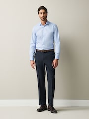 Navy Blue Regular Fit Elasticated Waist Motionflex Stretch Smart Trousers - Image 2 of 9