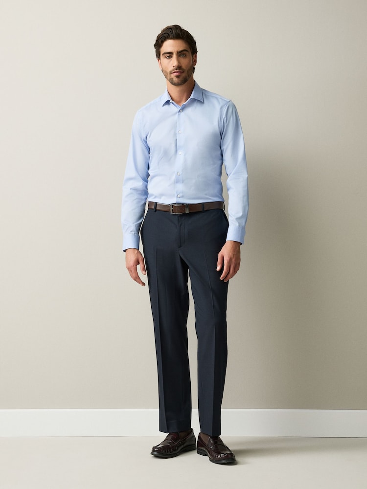 Navy Blue Regular Fit Elasticated Waist Motionflex Stretch Smart Trousers - Image 2 of 9 Navy Blue Regular Fit Elasticated Waist Motionflex Stretch Smart Trousers - Image 2 of 9