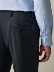 Navy Blue Regular Fit Elasticated Waist Motionflex Stretch Smart Trousers - Image 4 of 9