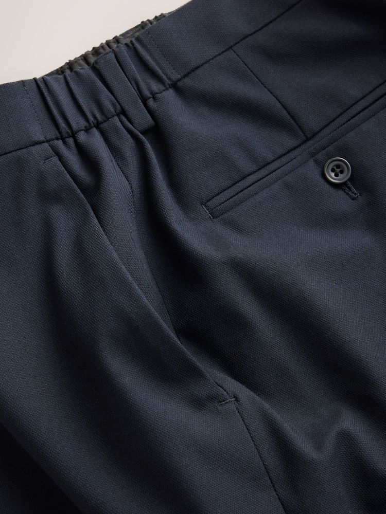 Navy Blue Regular Fit Elasticated Waist Motionflex Stretch Smart Trousers - Image 9 of 9 Navy Blue Regular Fit Elasticated Waist Motionflex Stretch Smart Trousers - Image 9 of 9