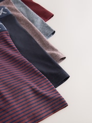 Burgundy Red Stripe Marl 5 Pack A Front Cotton Rich Boxers - Image 10 of 10
