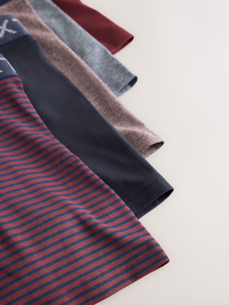 Burgundy Red Stripe Marl 5 Pack A Front Cotton Rich Boxers - Image 10 of 10