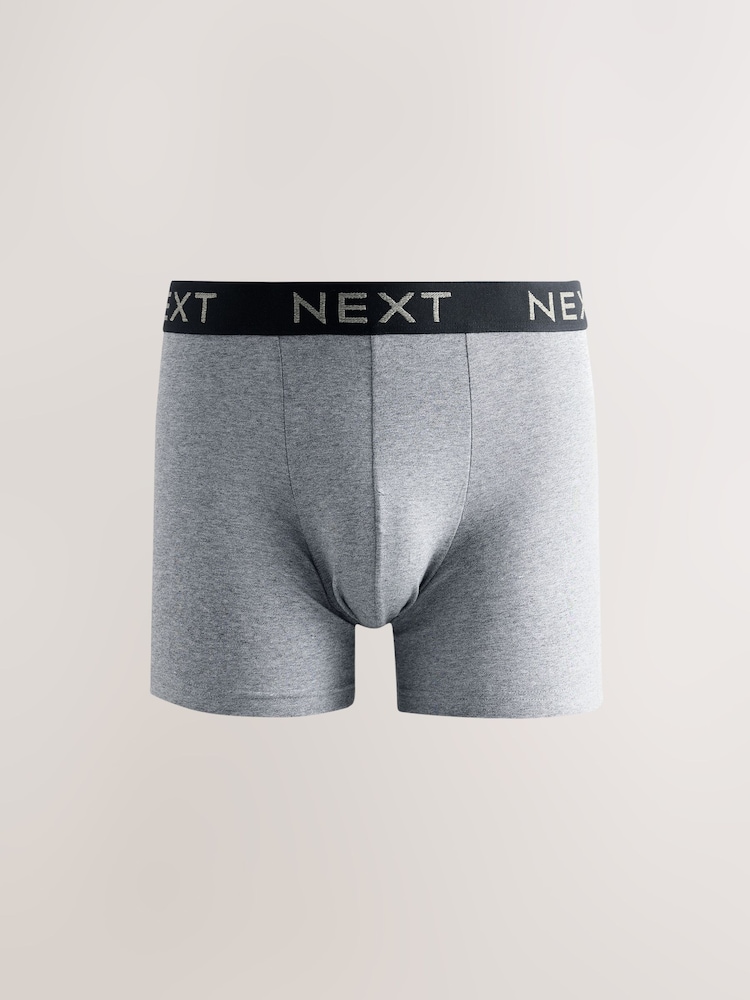 Green/Grey Stripe Marl 5 Pack Cotton Rich Trunk Boxers - Image 2 of 10 Green/Grey Stripe Marl 5 Pack Cotton Rich Trunk Boxers - Image 2 of 10