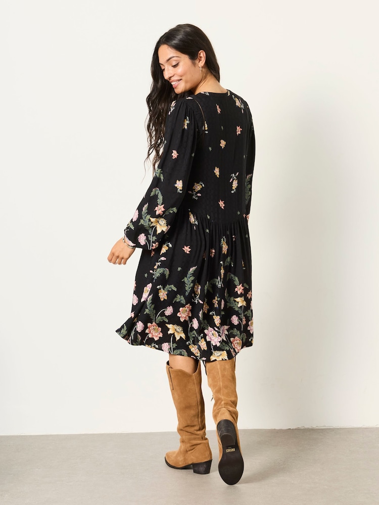 FatFace Lara Black Furnishing Floral Dress - Image 2 of 6 FatFace Lara Black Furnishing Floral Dress - Image 2 of 6