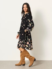 FatFace Lara Black Furnishing Floral Dress - Image 4 of 6