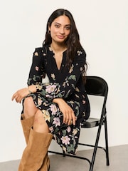 FatFace Lara Black Furnishing Floral Dress - Image 5 of 6