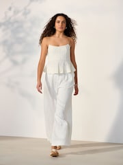 écru - Strappy Peplum Lace Top - Image 2 de 5