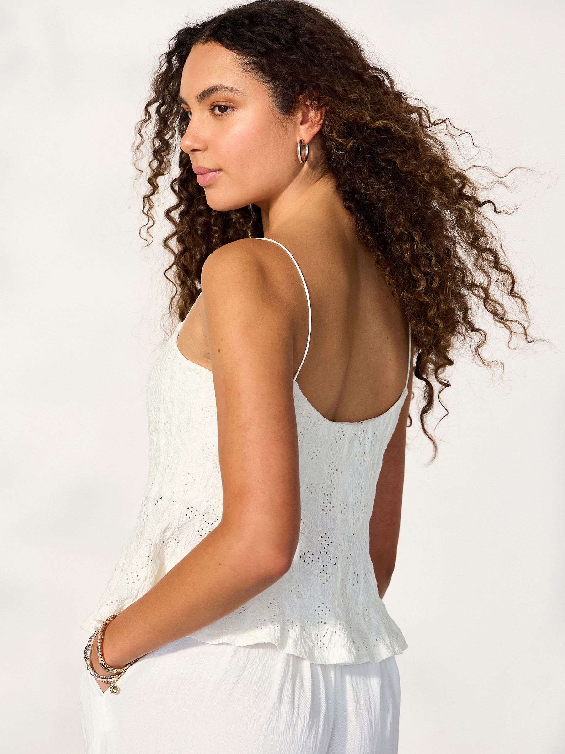 Buy Ecru Strappy Peplum Lace Top from Next Romania