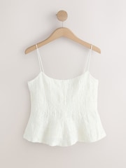 Ecru Strappy Peplum Lace Top - Image 6 of 8