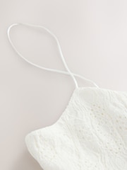 Ecru Strappy Peplum Lace Top - Image 7 of 8