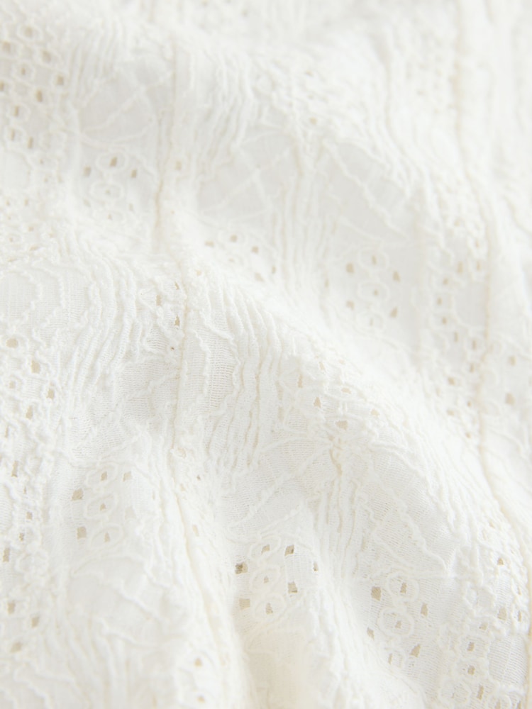 Ecru Strappy Peplum Lace Top - Image 8 of 8