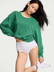 Victoria's Secret Prettiest Pine Green Terry Cropped Crewneck Sweatshirt - Image 1 of 2