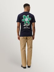 Les Deux Dark Blue Flower Graphic Print T-Shirt - Image 4 of 5