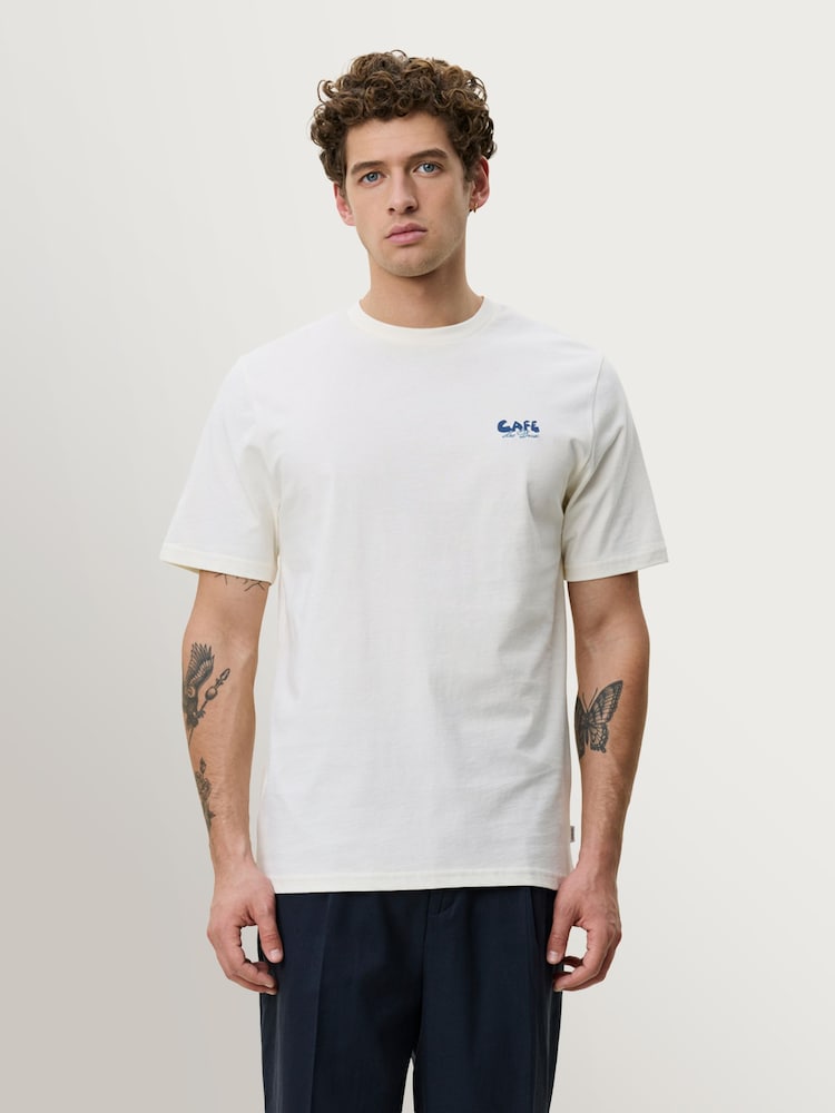 Les Deux Ivory Café Graphic Print T-Shirt - Image 1 of 7