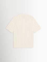Les Deux White Cable Knitted Short Sleeve Shirt - Image 7 of 7