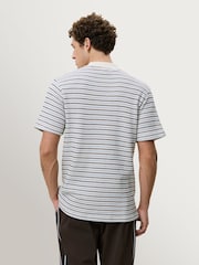 Les Deux Blue Knitted Stripe Polo Shirt - Image 2 of 7