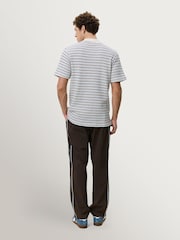 Les Deux Blue Knitted Stripe Polo Shirt - Image 4 of 7