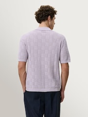 Les Deux Iris Purple Squared Knitted Short Sleeve Shirt - Image 2 of 7